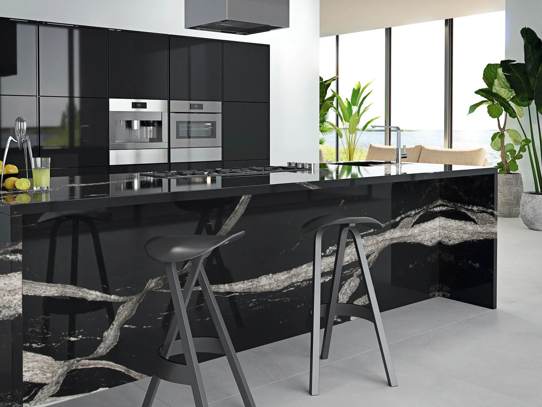 Гранит Maori в интерьере (остров)